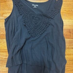 Mudd Women's Black Tank with Crochet Accent